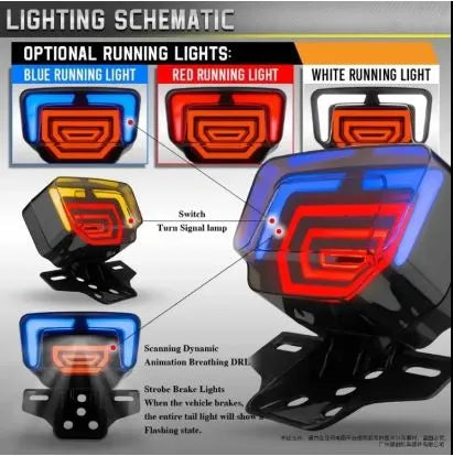 LED Tail Light for 70cc & 125cc Motorcycles – Dynamic Scanning Turn Signal with DRL & Brake Light (40GF)