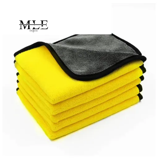 Microfiber Cleaning Cloth / Towel – Multi-Purpose Car, Bike, Kitchen & Home Cleaning (Gray & Yellow)