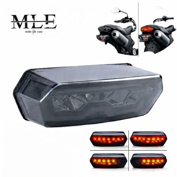 Universal Audi-Style Motorcycle LED Tail Light with Integrated Turn Signals | Rear Brake & Indicator Light for All Bike Models