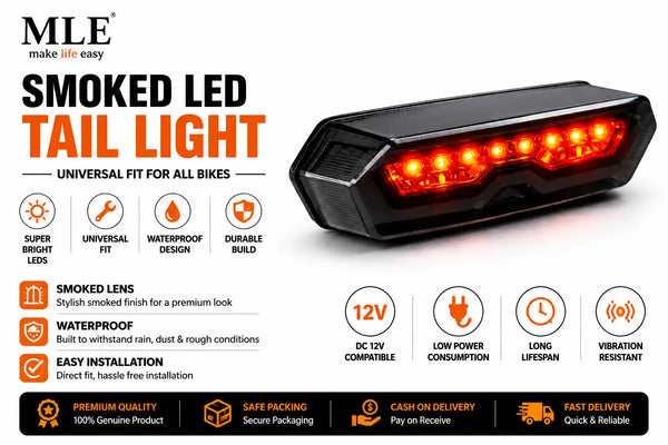 Universal Audi-Style Motorcycle LED Tail Light with Integrated Turn Signals | Rear Brake & Indicator Light for All Bike Models