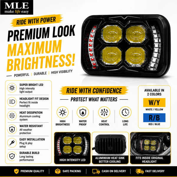 4 Lens Dolphin Projector LED Fog Light – 4 Color Motorcycle & Car Driving Spotlight Headlight Light