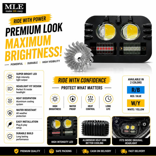 Dual Lens Dolphin Projector LED Fog Light – 4 Color Motorcycle & Car Driving Spotlight HeadLight Light