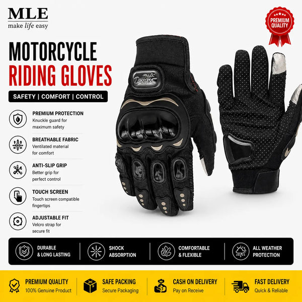 Pro Biker Motorcycle Gloves – Full Finger Waterproof & Windproof Riding Gloves (Touchscreen Compatible)