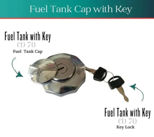Motorcycle Fuel Tank Cap for CD 70 – Durable Metal Petrol Tank Lock Cap | Secure Bike Fuel Tank Cover Replacement