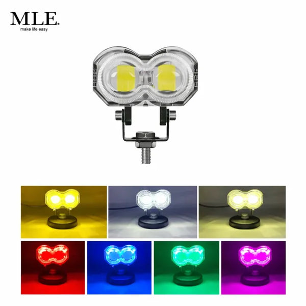 Dual Lens Dolphin Projector LED Fog Light for Bike & Car – 4 Color Modes (White, Yellow, Mix, Flash) Waterproof Driving Spotlight