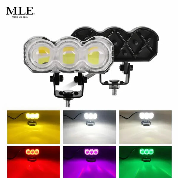 Triple Lens LED Fog Light – Dolphin Projector Driving Light for Bike & Car | White, Yellow, Mix & Flash Mode Waterproof Work Spotlight