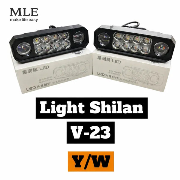 Shilan V23 Multi-Lens Projector LED Fog Light – Dual Color White & Yellow Driving Spotlight | Universal Bike, Car & Jeep Headlight