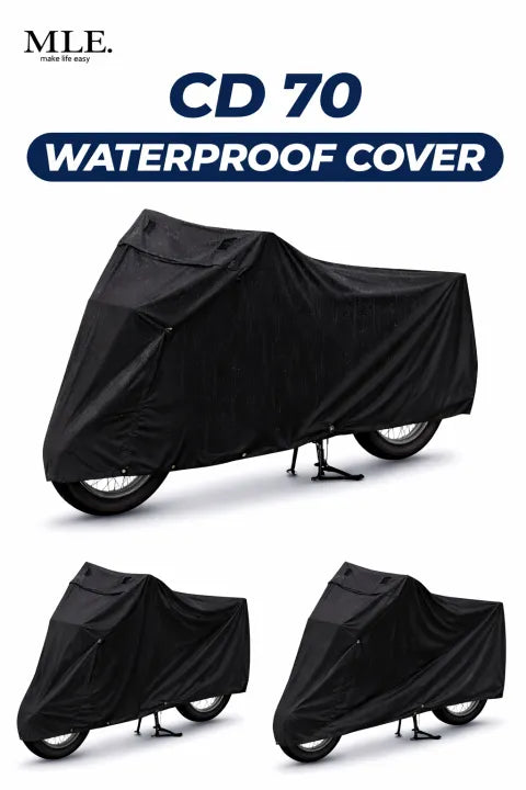 CD 70 Waterproof Bike Cover – Heavy Duty Motorcycle Body Cover | Rain, Dust & Sun Protection Universal Motorbike Top Cover (Black)